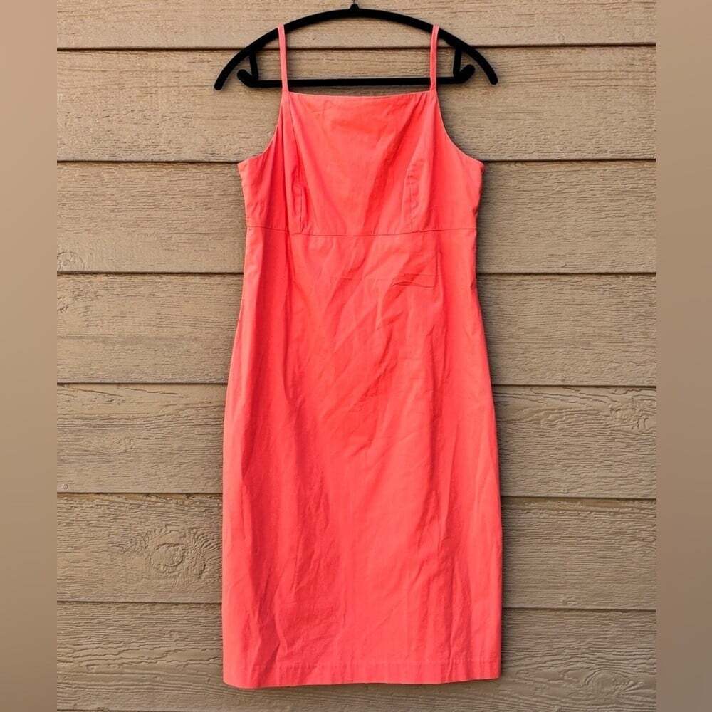 Brooks Coral Stretch Midi Dress with Spaghetti Straps Size 10